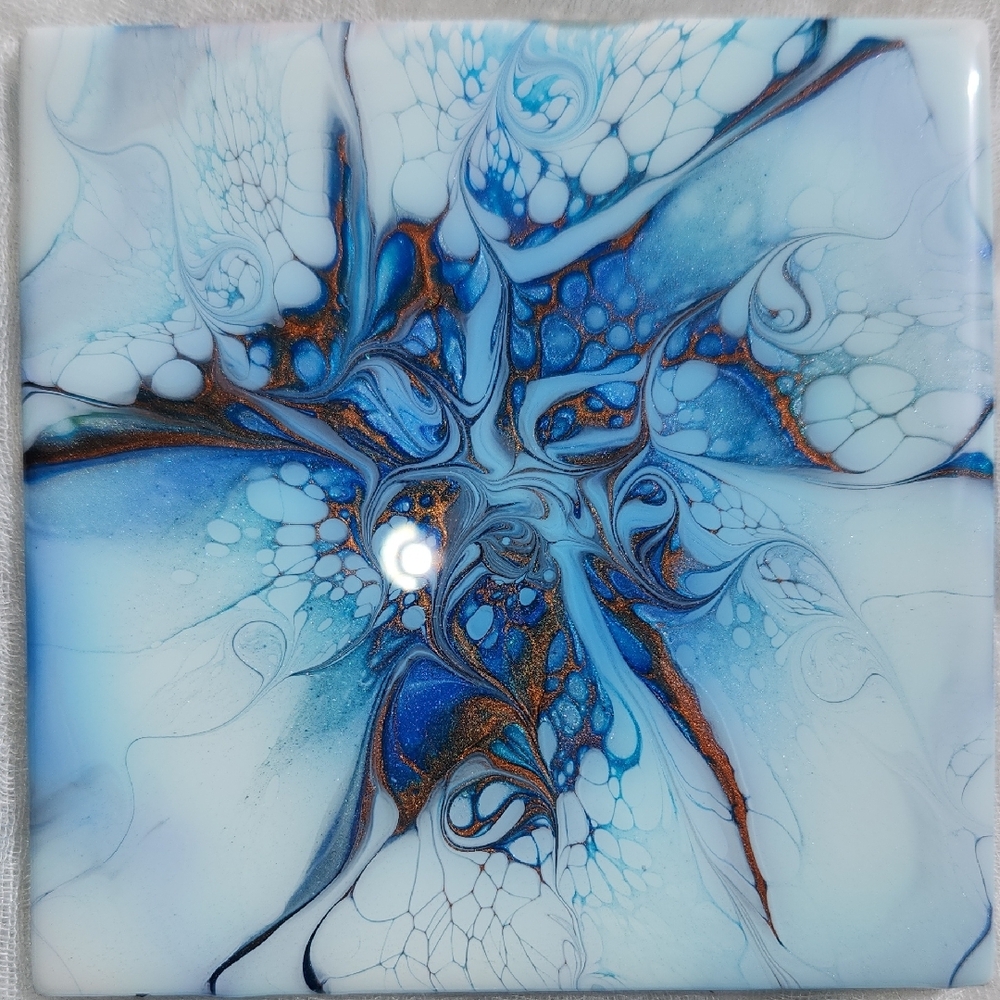 Hand Crafted Resin Painted Coasters Floral Home Decor Decorative Drink Set 4 - Picture 4 of 12